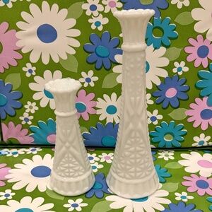 Gorgeous white Milk Glass Vases (for sale together)